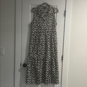 Rachel Zoe Black and White Patterned Midi Dress